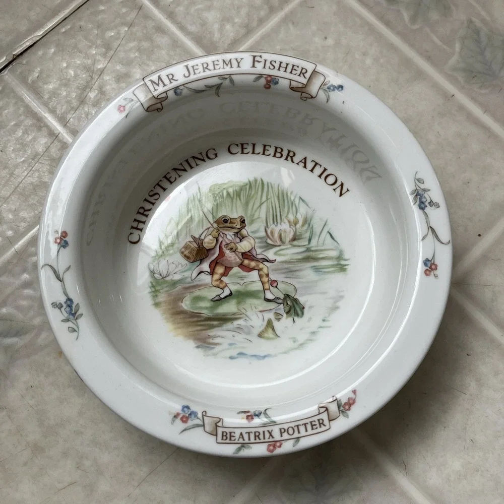 Vintage 1986 ROYAL ALBERT BEATRIX POTTER Bone China MR JEREMY FISHER Childs Bowl
